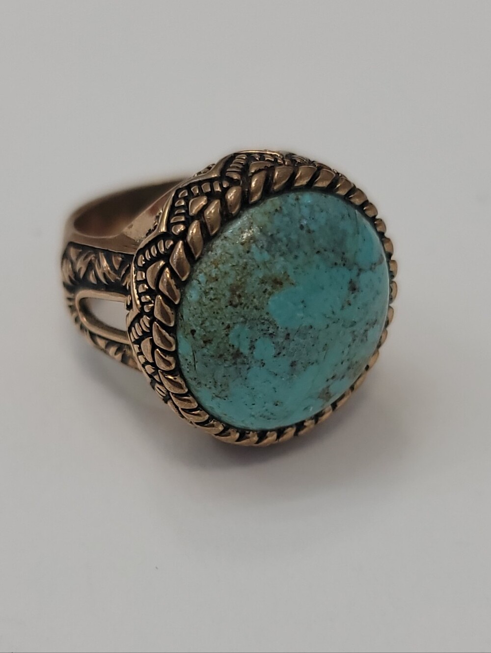 Vintage BARSE Turquoise Stone Bronze Statement Ring - Estate
